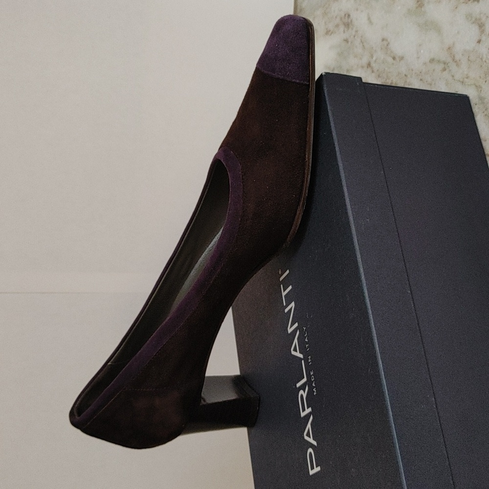 Parlanti Brown Suede Square Toe Heels Size 40